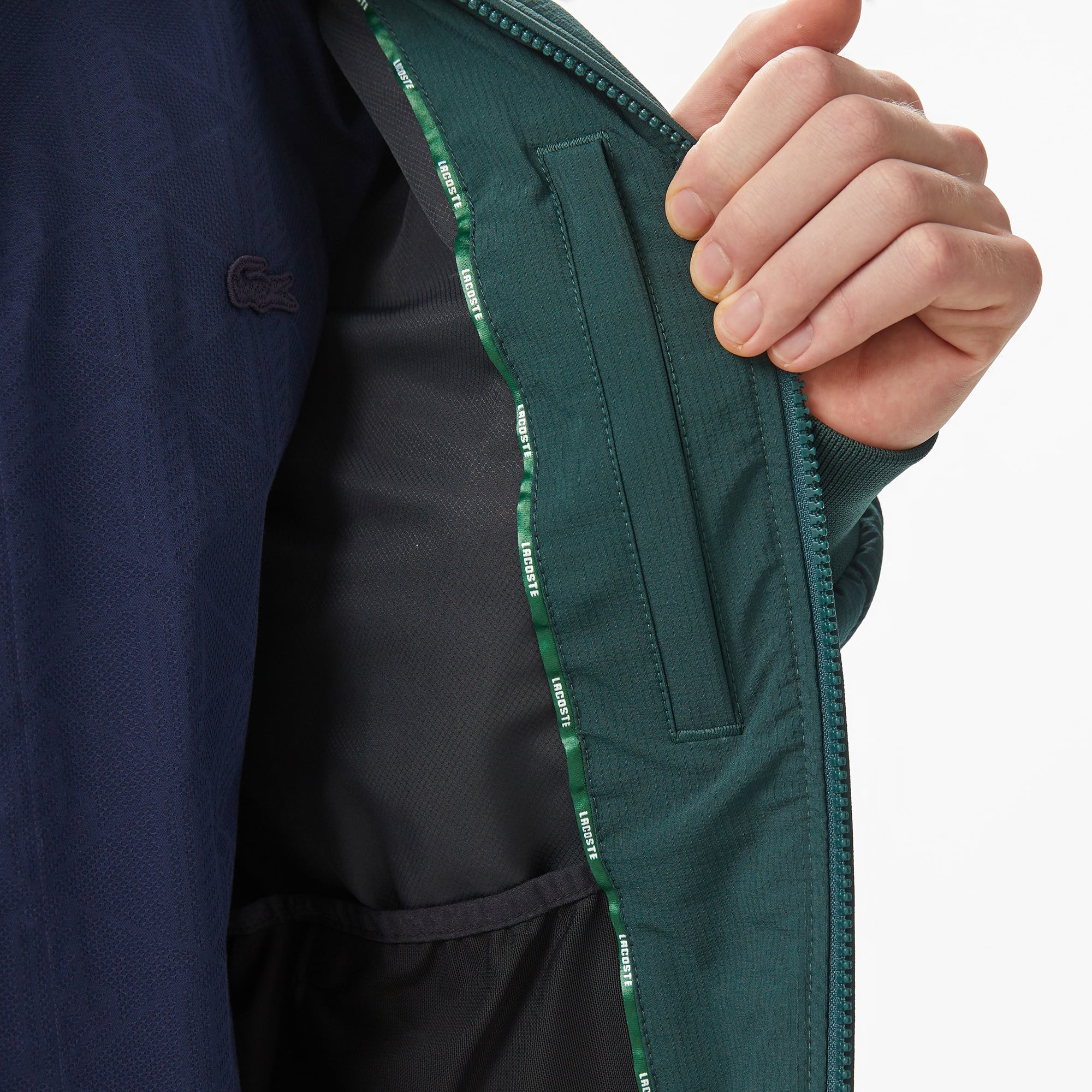 Lacoste Erkek Dik Yaka Kapitone Koyu Yeşil Mont