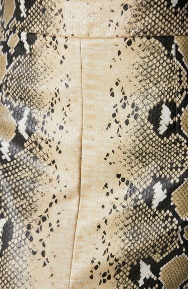  Network Kadın Haki Desenli Suni Deri Midi Etek