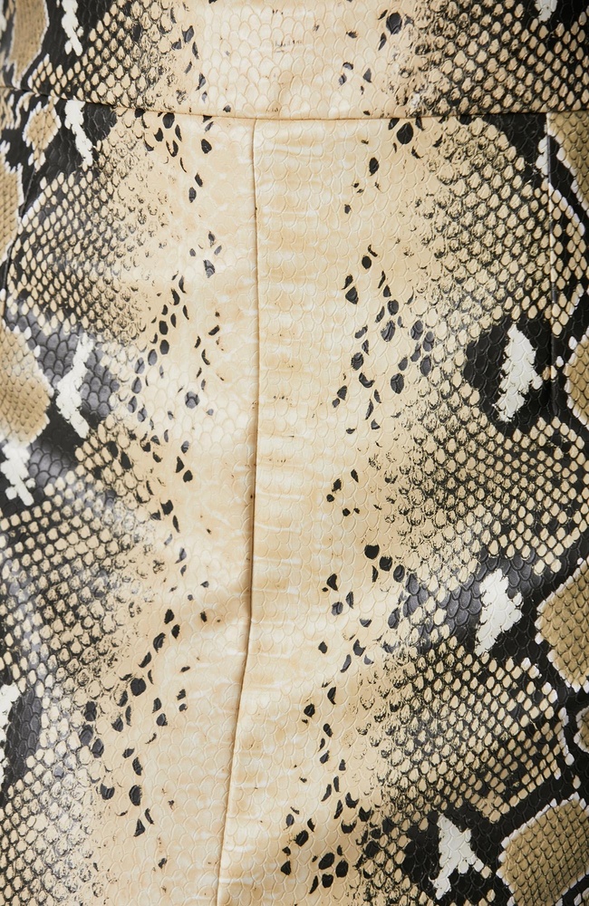  Network Kadın Haki Desenli Suni Deri Midi Etek