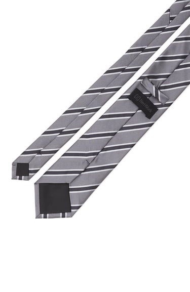  Network Erkek Gri Çizgili Kravat