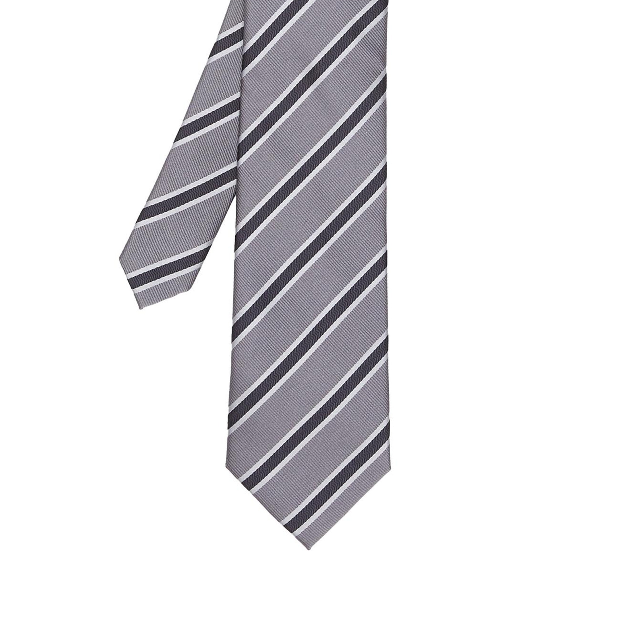 Network Erkek Gri Çizgili Kravat