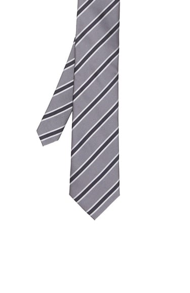  Network Erkek Gri Çizgili Kravat