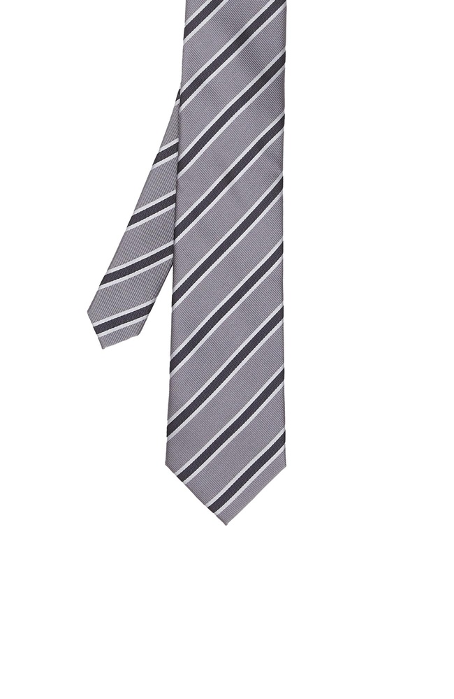  Network Erkek Gri Çizgili Kravat