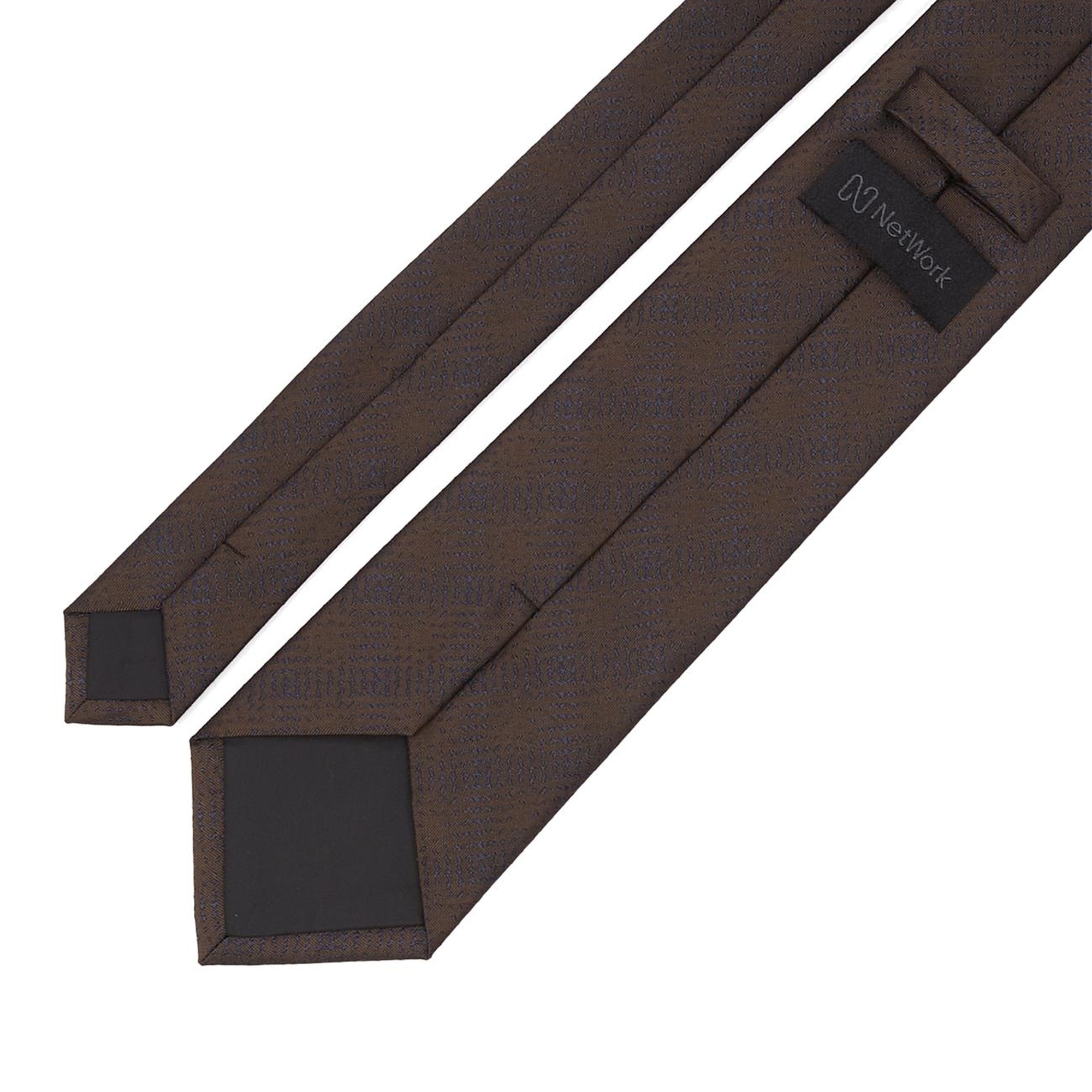 Network Erkek Kahverengi Desenli Kravat