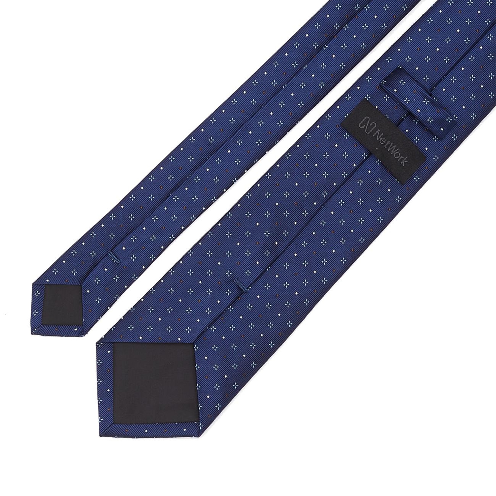 Network Erkek Lacivert Desenli İpek Kravat