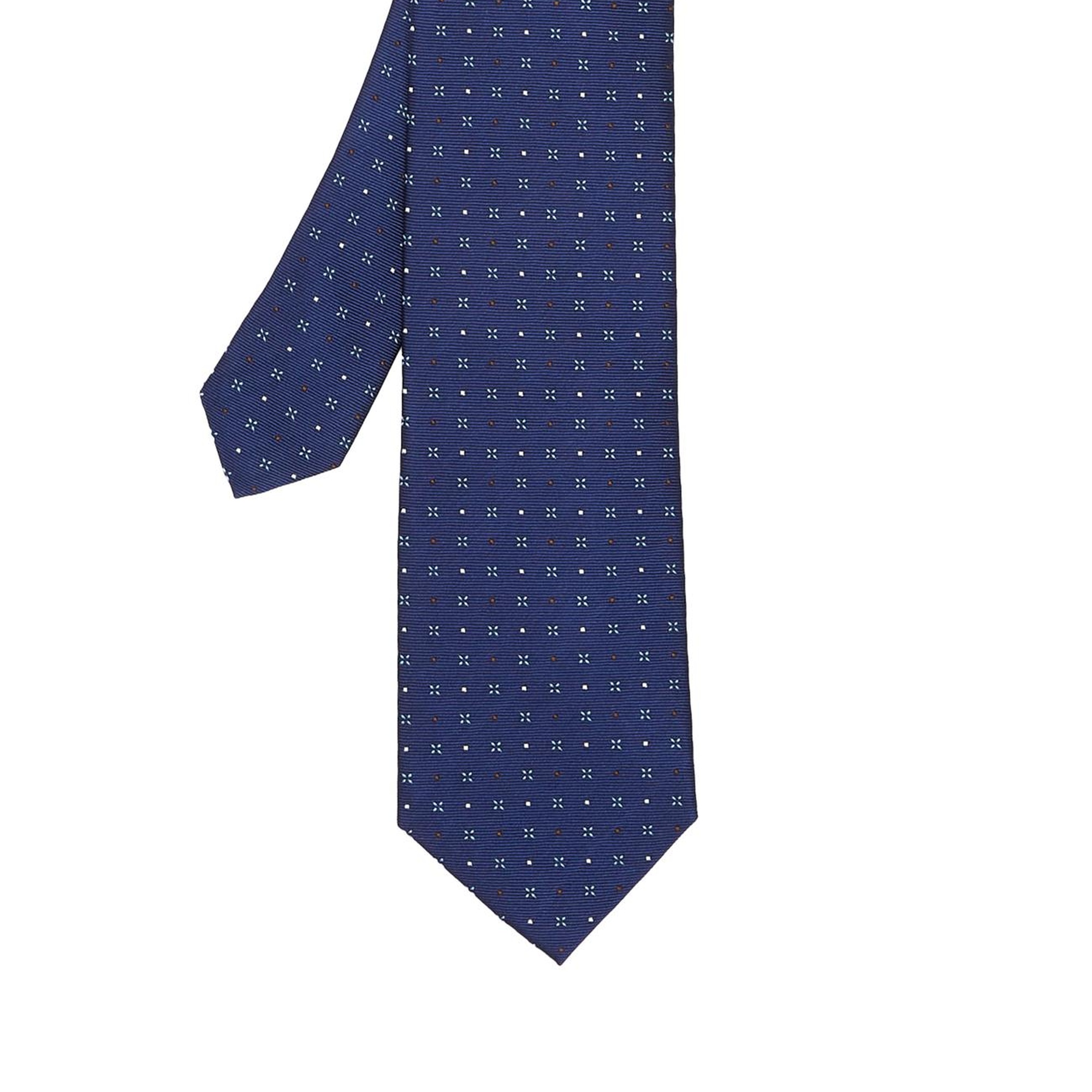 Network Erkek Lacivert Desenli İpek Kravat