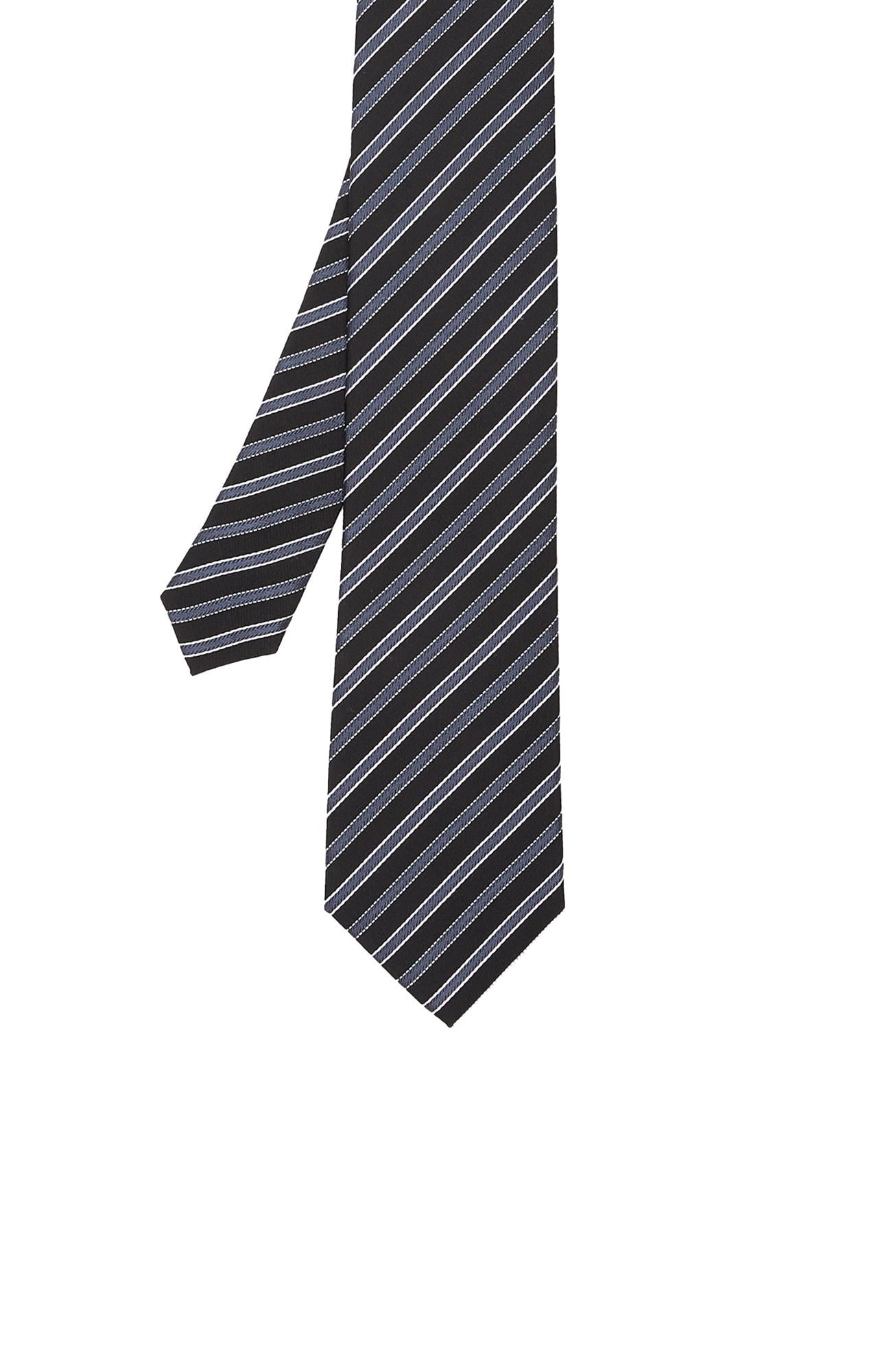  Network Erkek Siyah Çizgili İpek Kravat