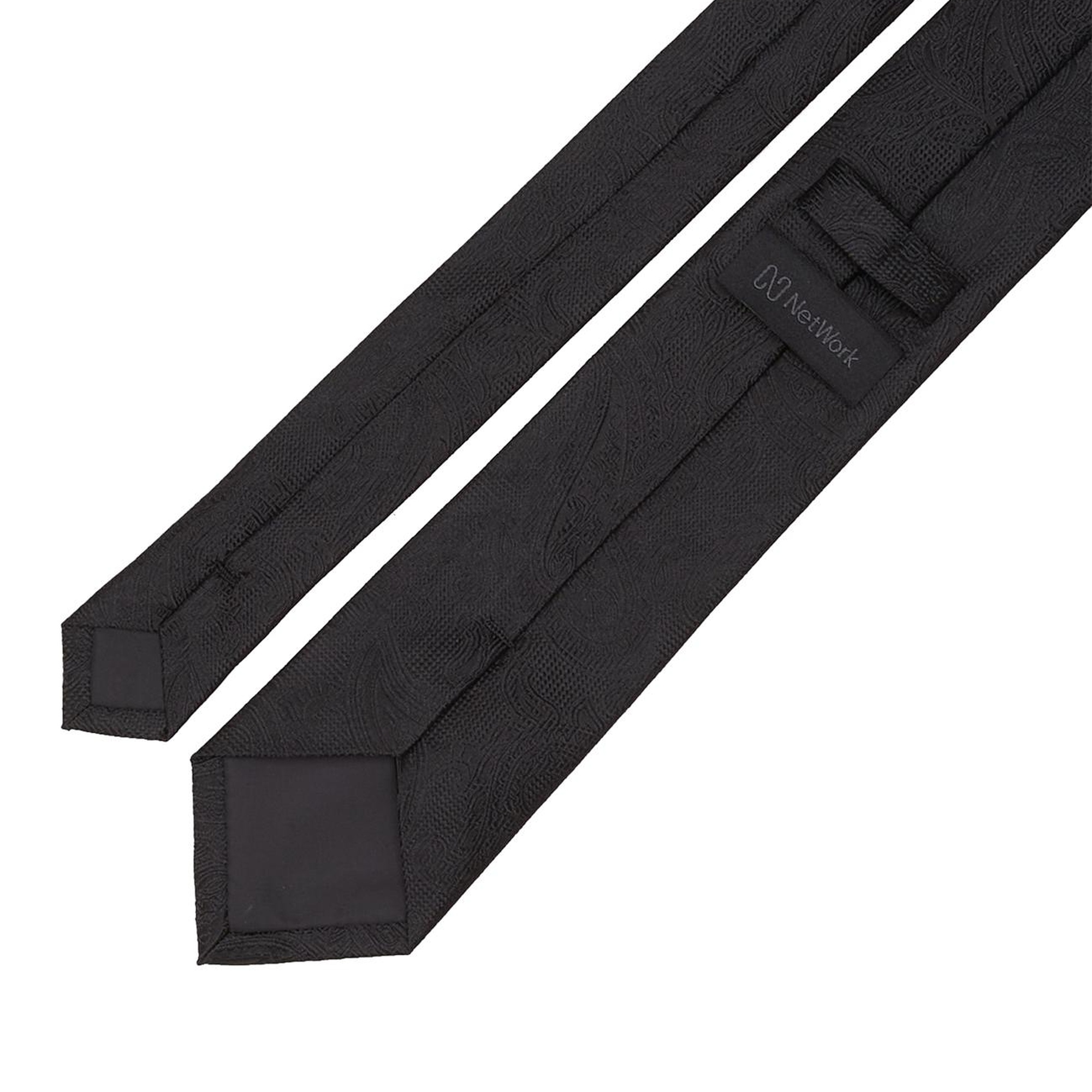 Network Erkek Siyah Şal Desenli İpek Kravat