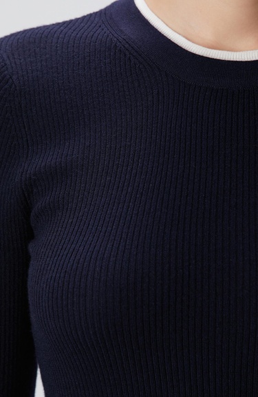  Network Kadın Lacivert Çift Renkli Kazak