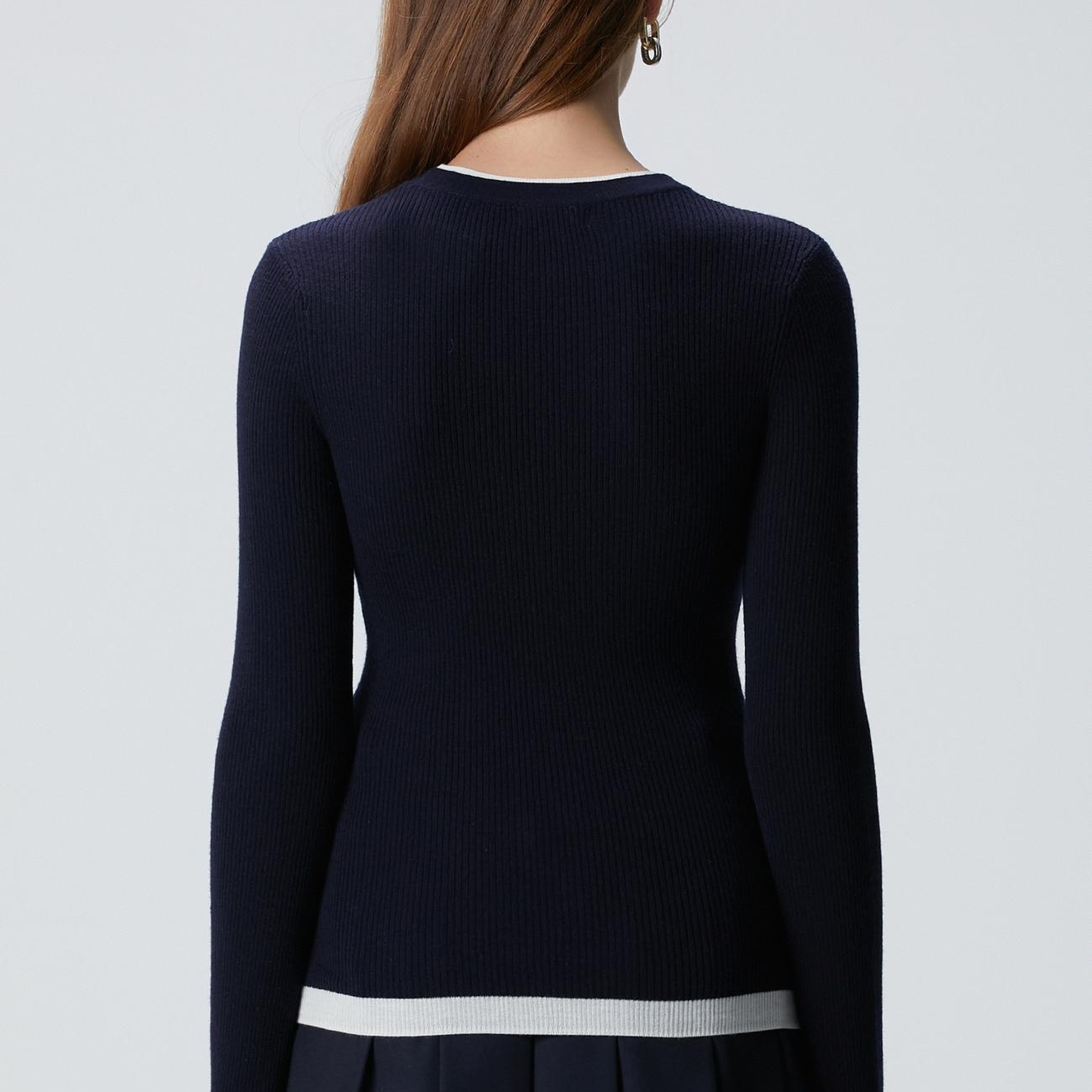 Network Kadın Lacivert Çift Renkli Kazak