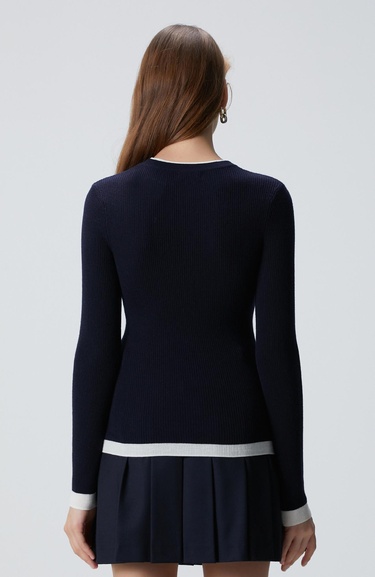  Network Kadın Lacivert Çift Renkli Kazak