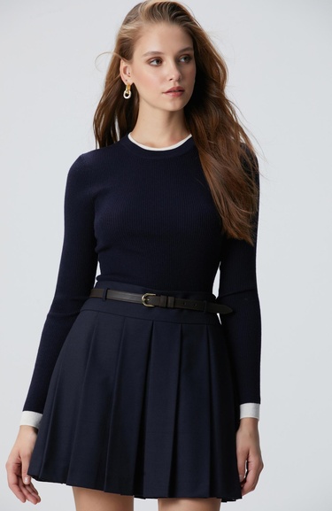  Network Kadın Lacivert Çift Renkli Kazak