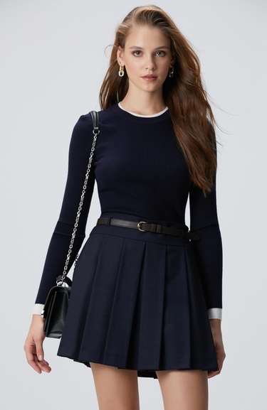  Network Kadın Lacivert Çift Renkli Kazak