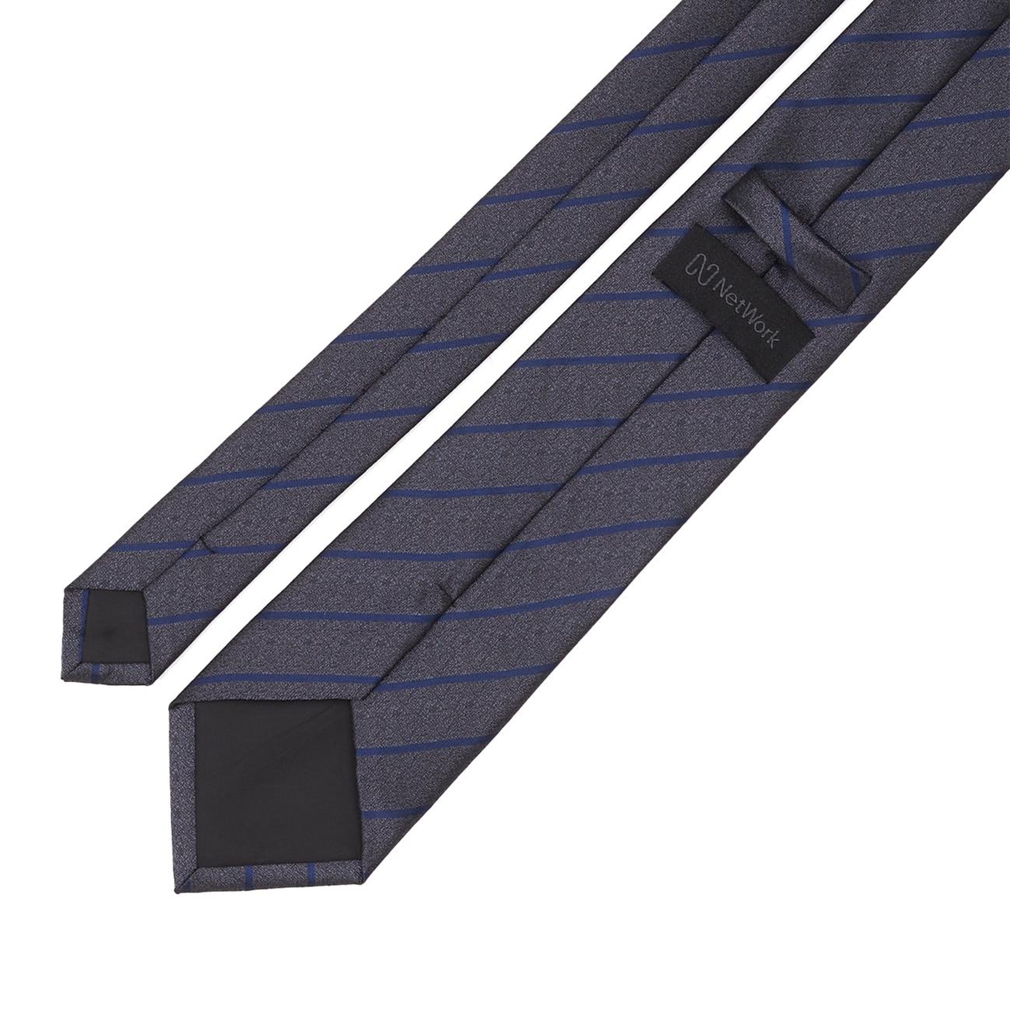 Network Erkek Gri Çizgili Kravat