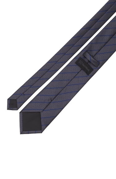  Network Erkek Gri Çizgili Kravat