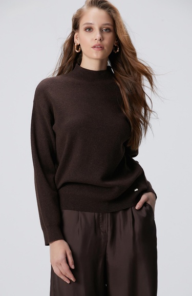  Network Kadın Kahverengi Yün Karışımlı Triko Kazak