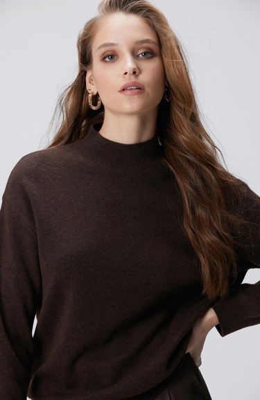  Network Kadın Kahverengi Yün Karışımlı Triko Kazak