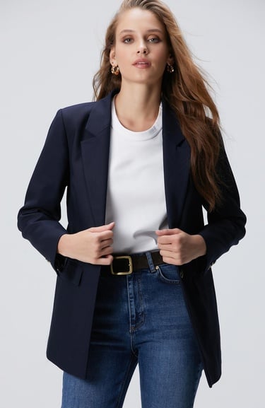  Network Kadın Lacivert blazer Ceket