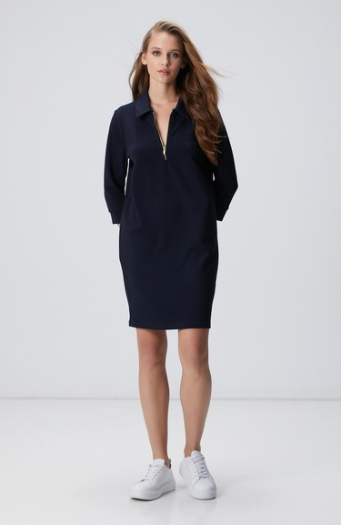  Network Kadın Lacivert Polo Örme Elbise