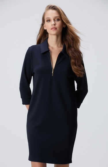  Network Kadın Lacivert Polo Örme Elbise