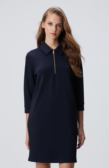  Network Kadın Lacivert Polo Örme Elbise
