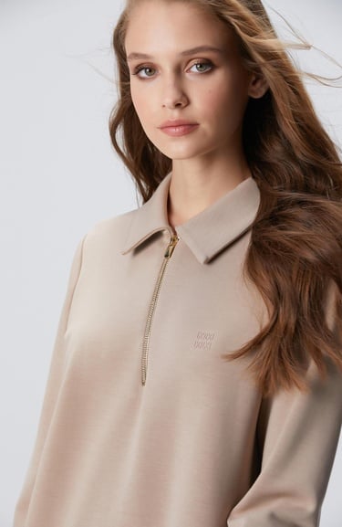  Network Kadın Vizon Polo Örme Elbise