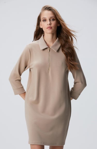  Network Kadın Vizon Polo Örme Elbise