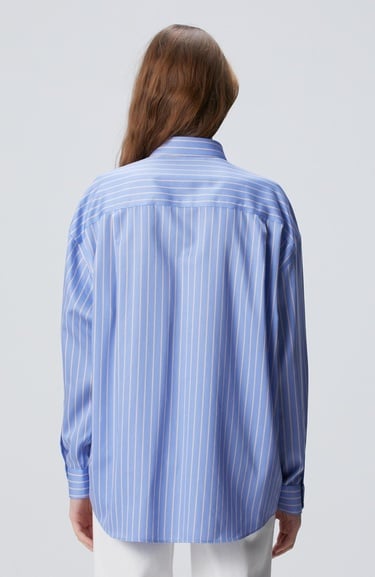  Network Kadın Mavi Bej Çizgili Non Iron Gömlek