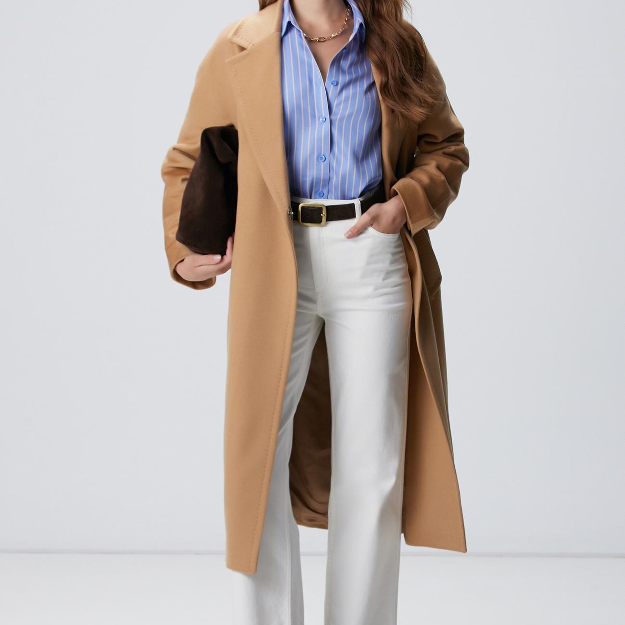 Network Kadın Mavi Bej Çizgili Non Iron Gömlek