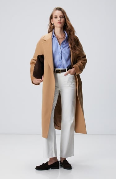  Network Kadın Mavi Bej Çizgili Non Iron Gömlek