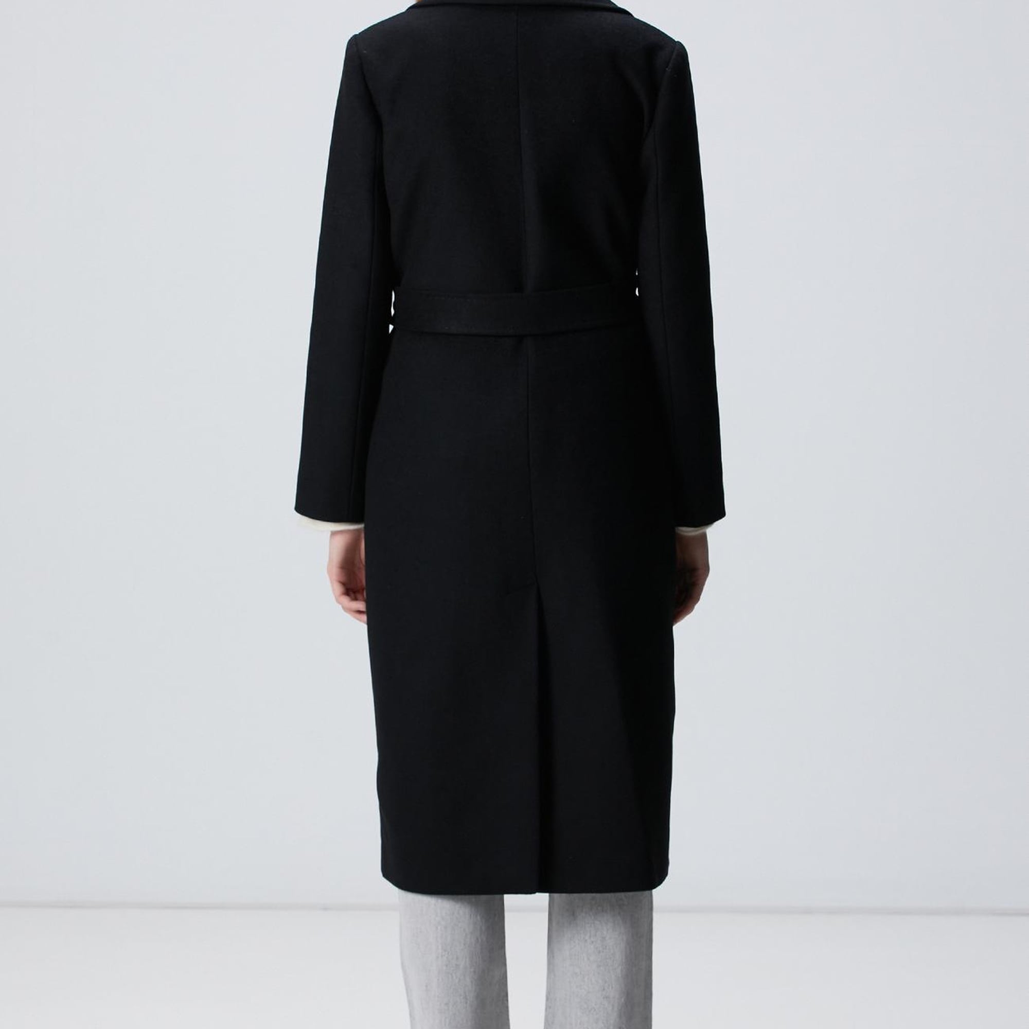 Network Kadın Siyah Kaşmir ve Yün Karışımlı Palto