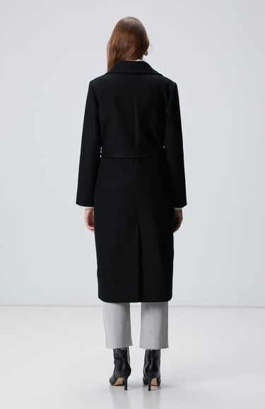  Network Kadın Siyah Kaşmir Ve Yün Karışımlı Palto
