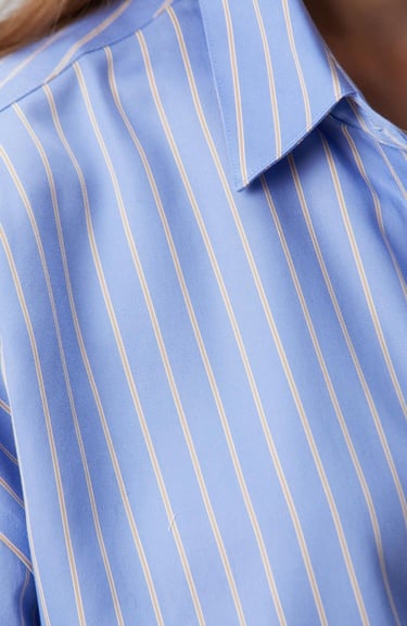  Network Kadın Mavi Bej Çizgili Non-Iron Gömlek