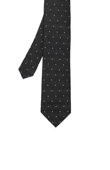  Network Erkek Siyah Puantiyeli İpek Kravat