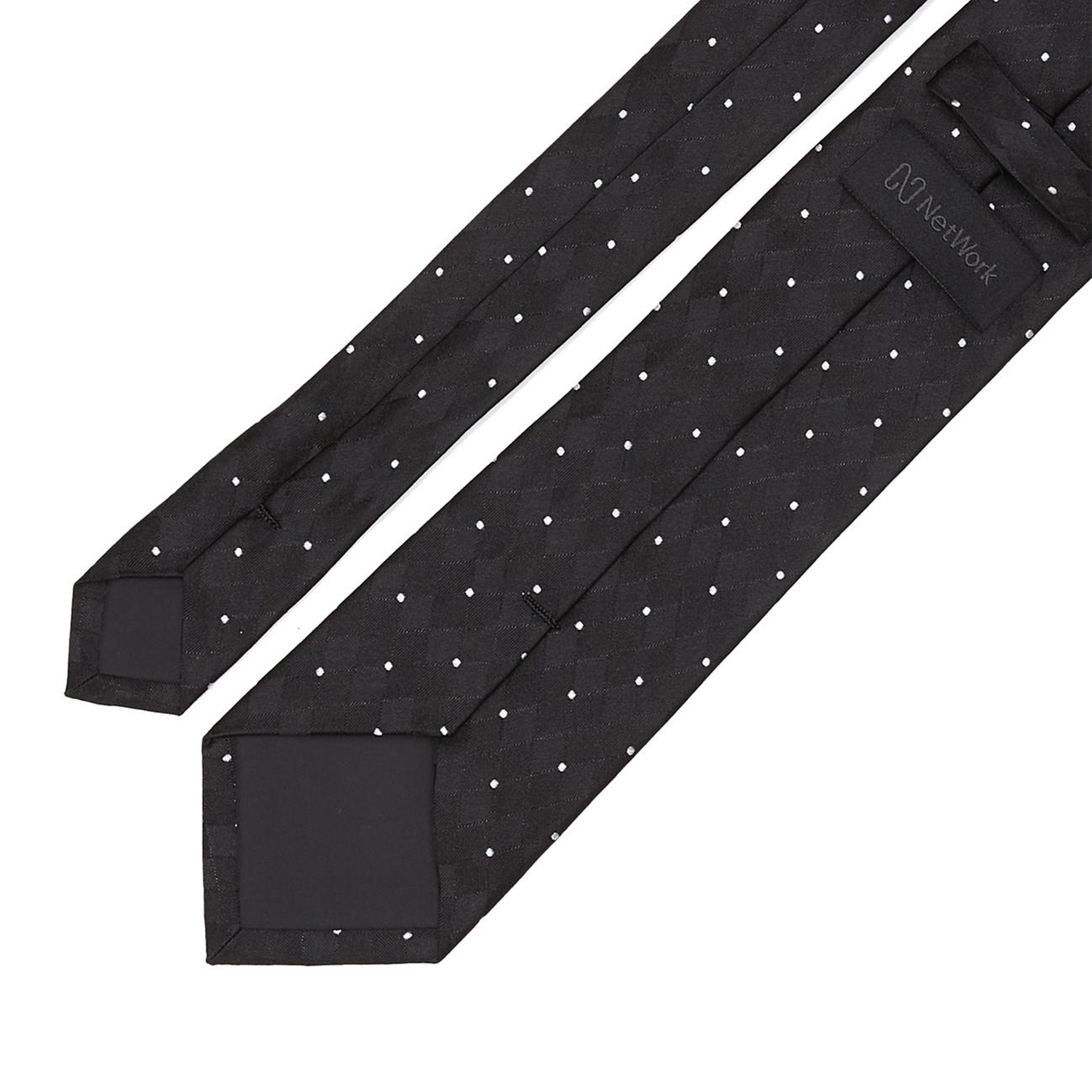 Network Erkek Siyah Puantiyeli İpek Kravat