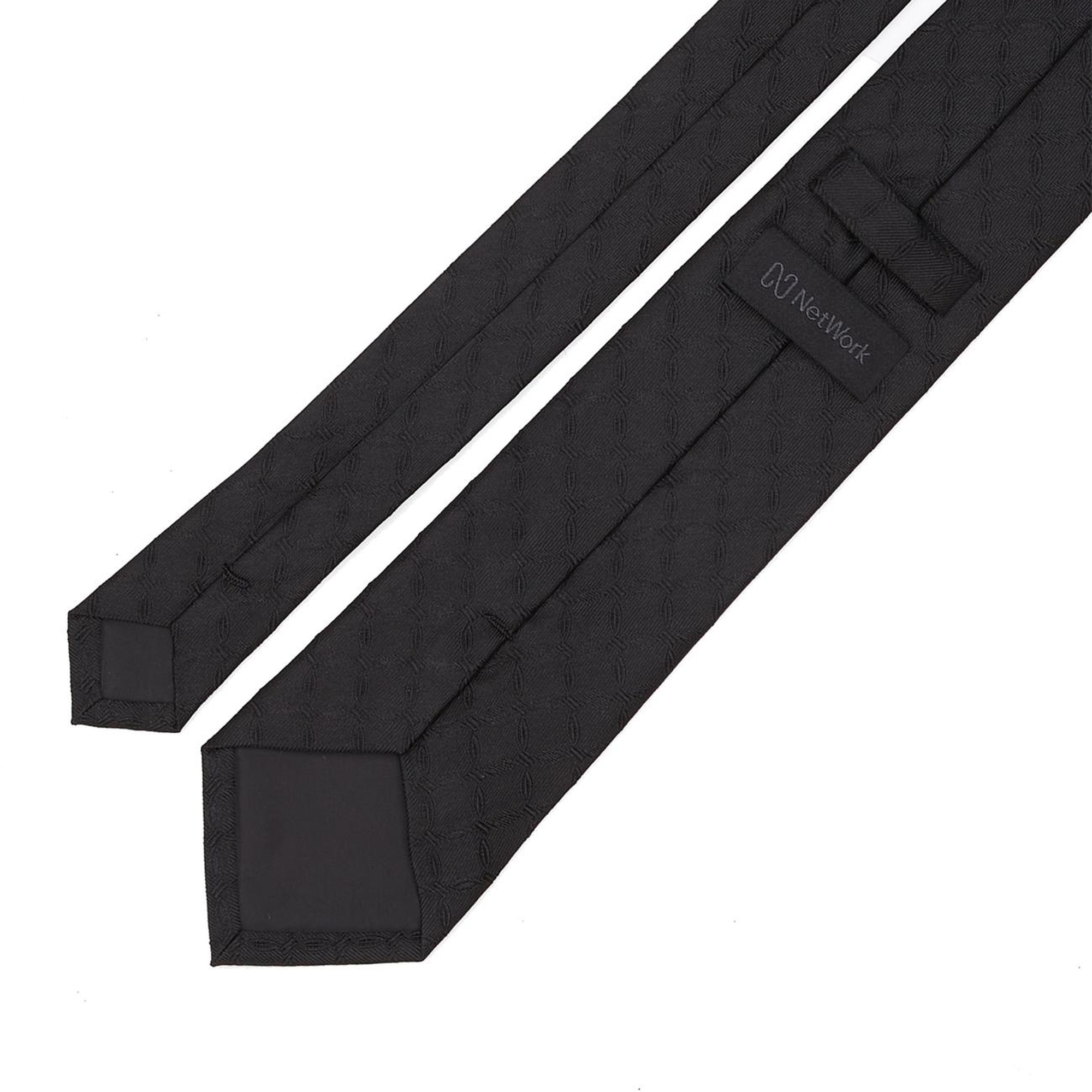 Network Erkek Siyah Desenli İpek Kravat