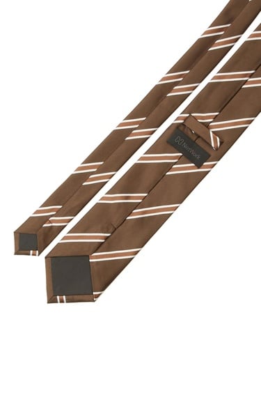  Network Erkek Kahverengi Çizgili Kravat