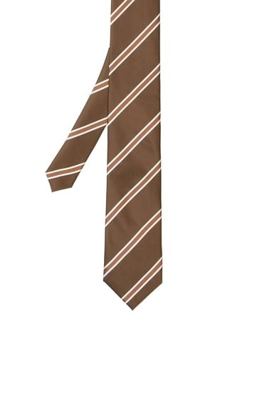  Network Erkek Kahverengi Çizgili Kravat