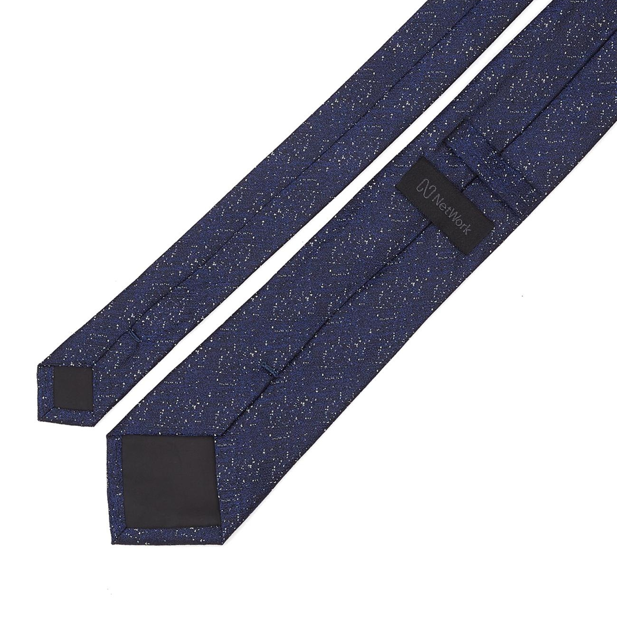 Network Erkek Lacivert Desenli İpek Kravat