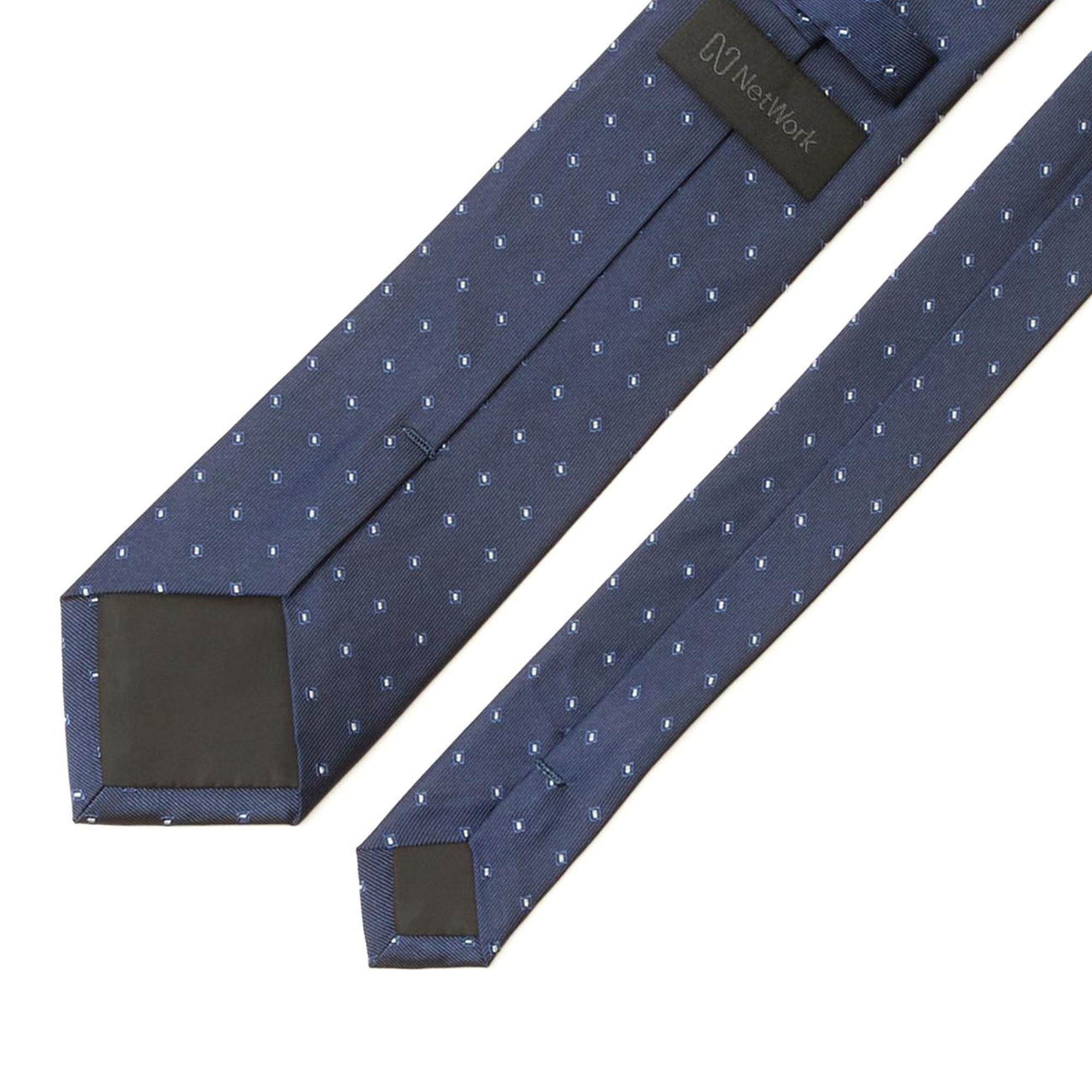 Network Erkek Lacivert Desenli İpek Kravat