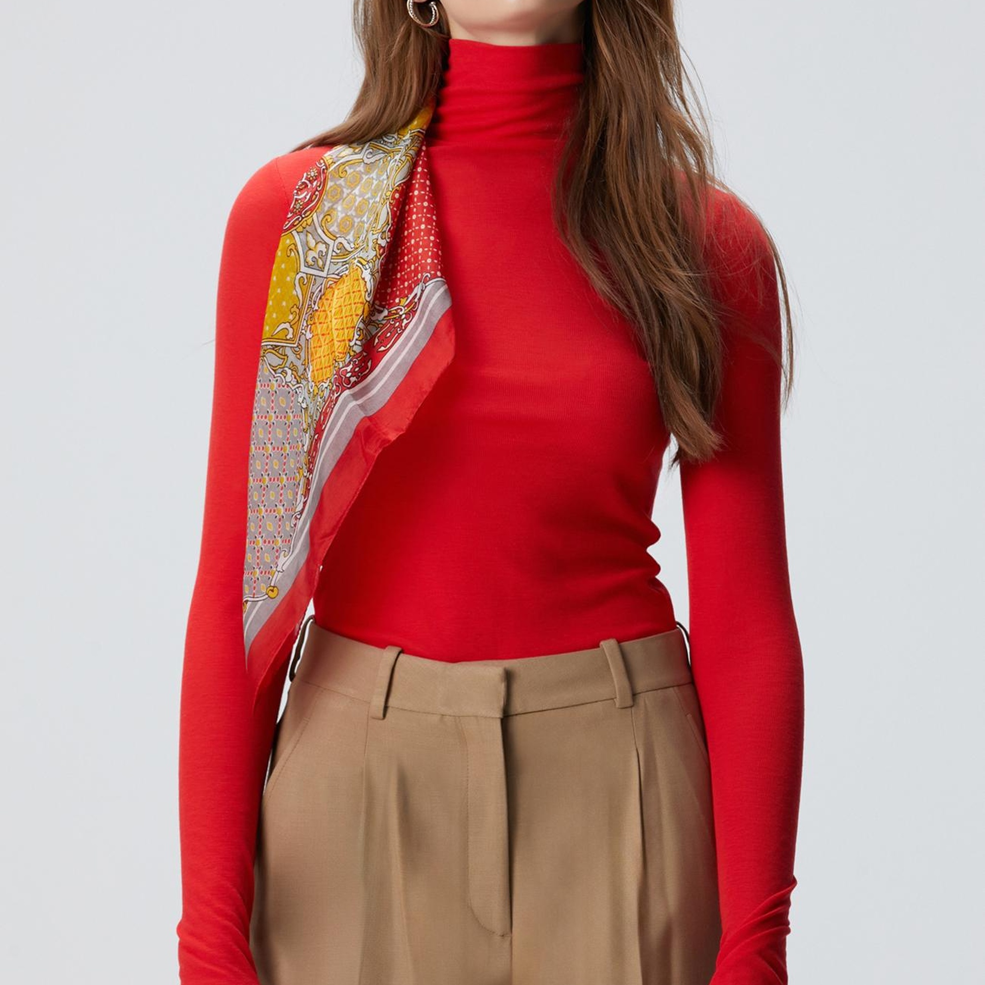 Network Kadın Kırmızı Yün Karışımlı Balıkçı Yaka Kazak