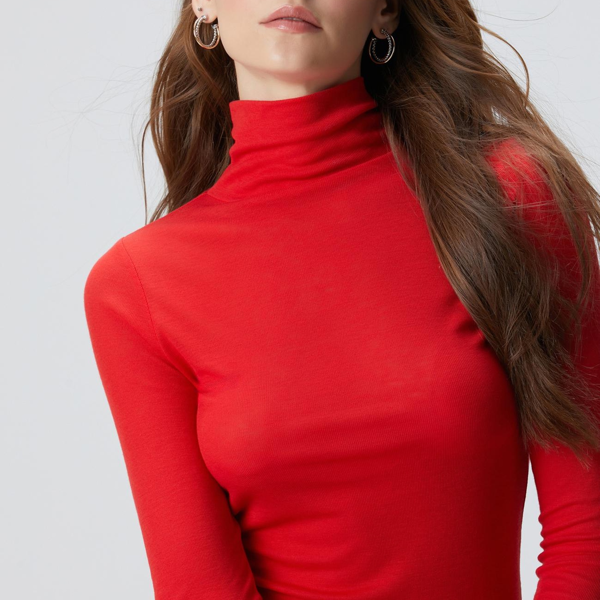 Network Kadın Kırmızı Yün Karışımlı Balıkçı Yaka Kazak