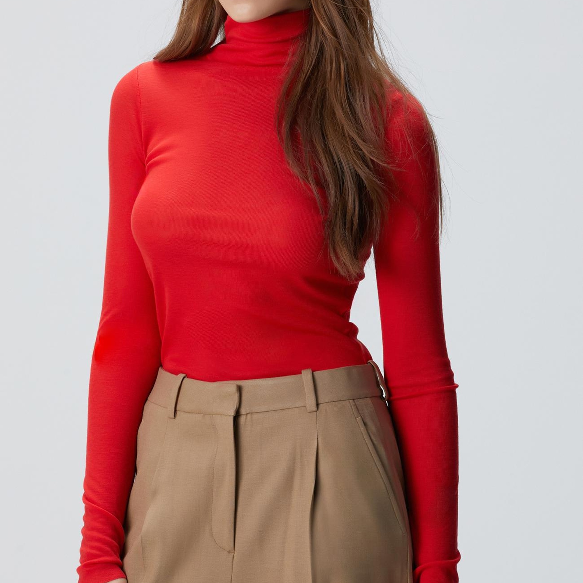 Network Kadın Kırmızı Yün Karışımlı Balıkçı Yaka Kazak