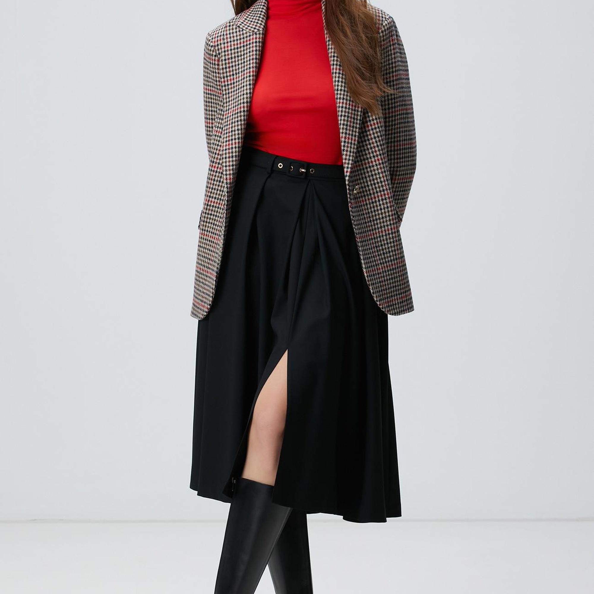 Network Kadın Kırmızı Yün Karışımlı Balıkçı Yaka Kazak