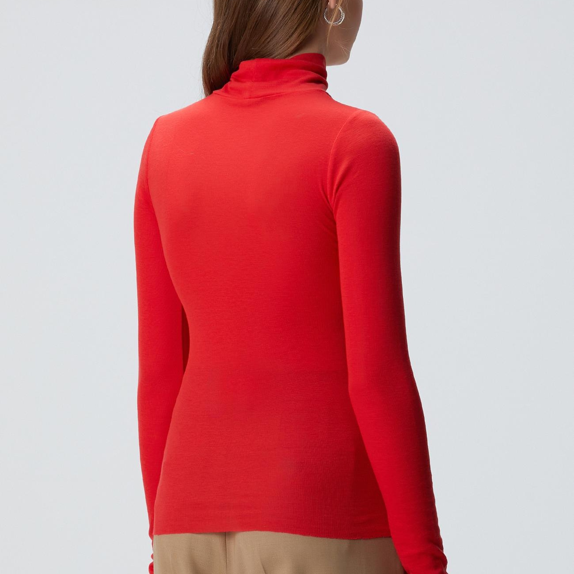 Network Kadın Kırmızı Yün Karışımlı Balıkçı Yaka Kazak