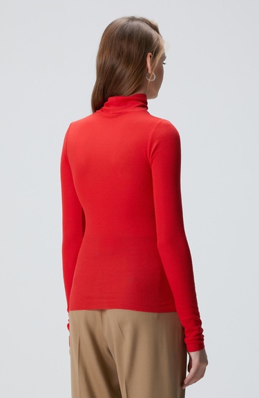  Network Kadın Kırmızı Yün Karışımlı Balıkçı Yaka Kazak