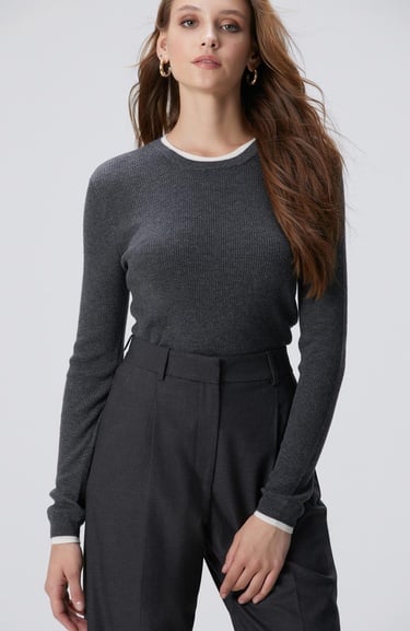  Network Kadın Gri Melanj Kazak