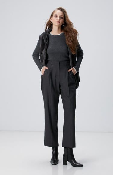  Network Kadın Gri Melanj Kazak