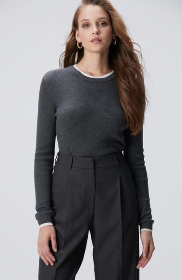  Network Kadın Gri Melanj Kazak