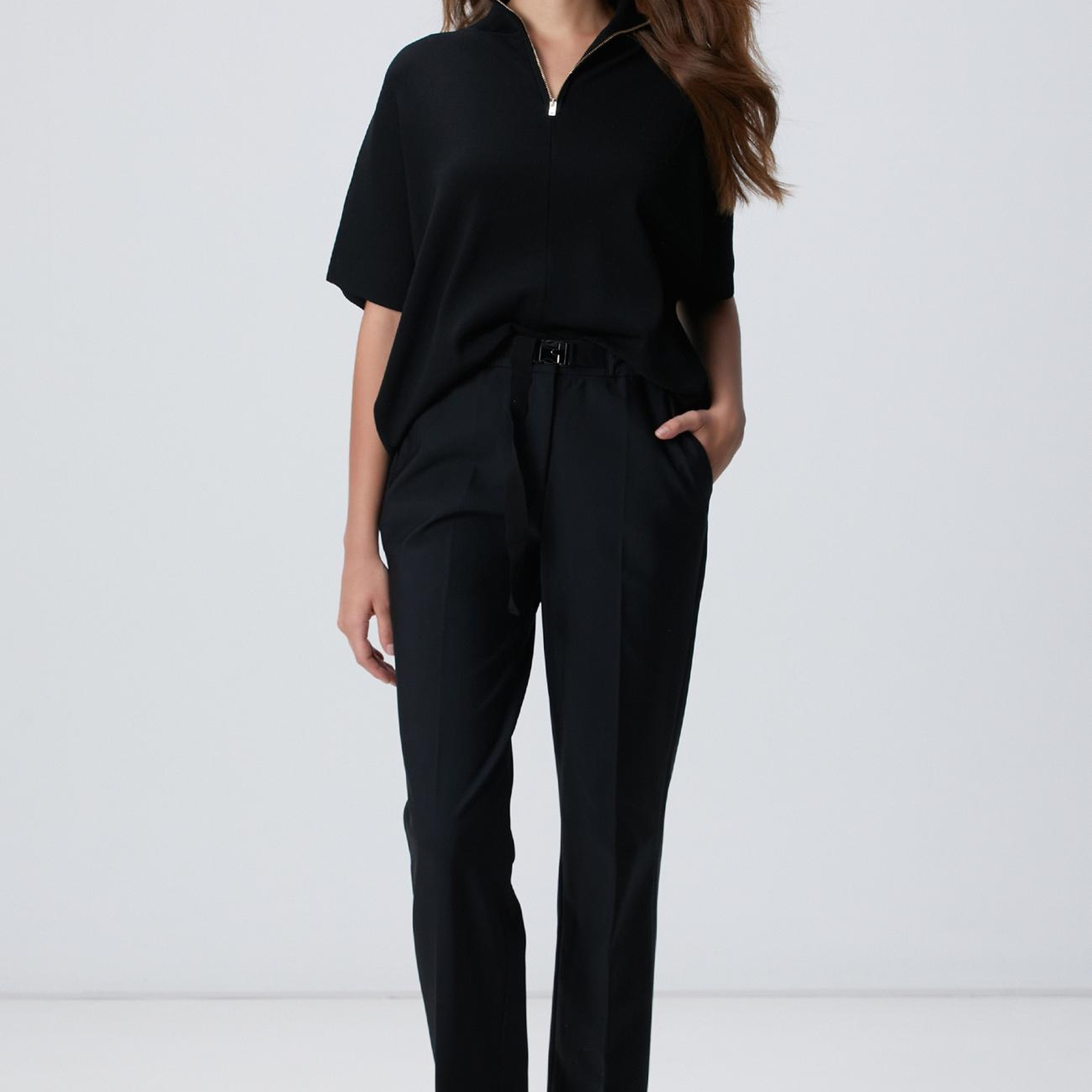 Network Kadın N-Tech Siyah Kemer Detaylı Pantolon